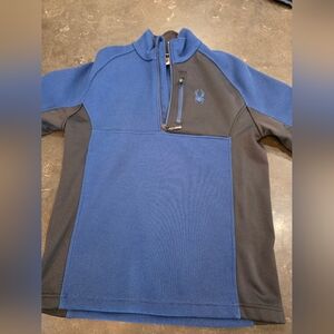 Spyder Men's Blue and Black Zip-Up Sweater